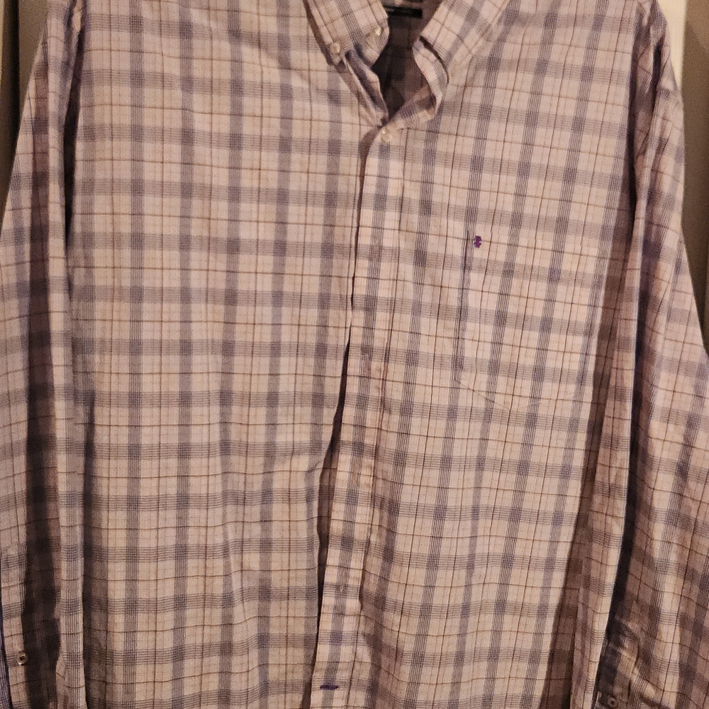 Izod Men's Casual Plaid Shirt - Blue and Purple